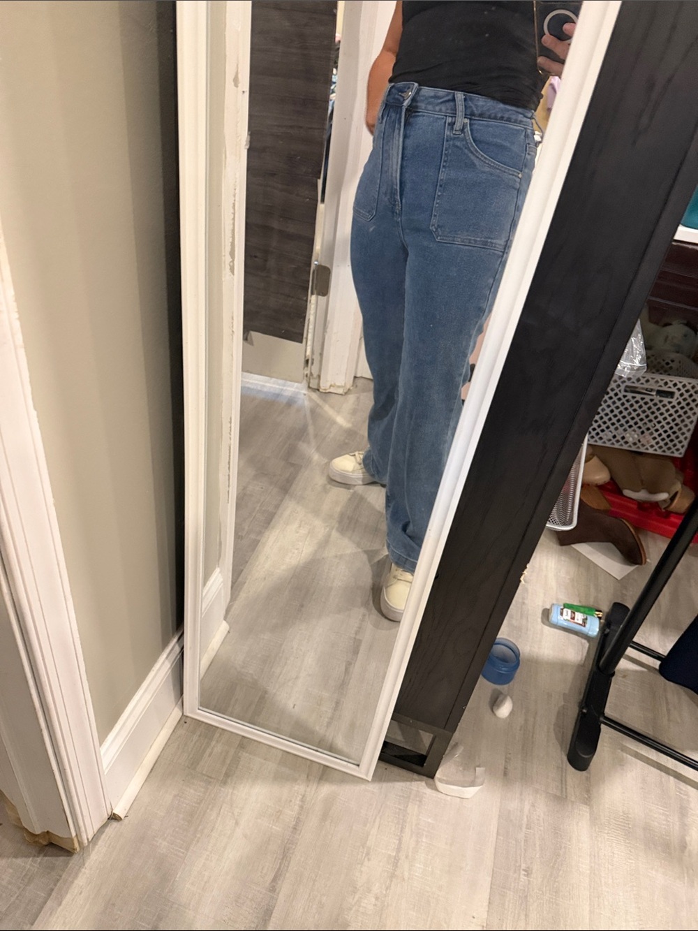 Risen size 7/28 Women’s High-Rise Blue Wide-Leg Jeans - Picture 3 of 3